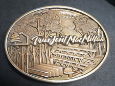 Trus Joist MacMillan Gold Toned Metal Belt Buckle Josten