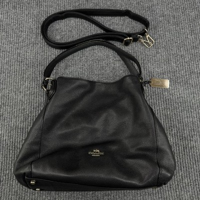 Vintage Coach Edie 31 Black Refined Pebbled Leather Shoulder Slouchy Hobo Bag