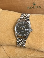 Gents Steel & White Gold Rolex Datejust 36 16234 Factory Black Baton Dial