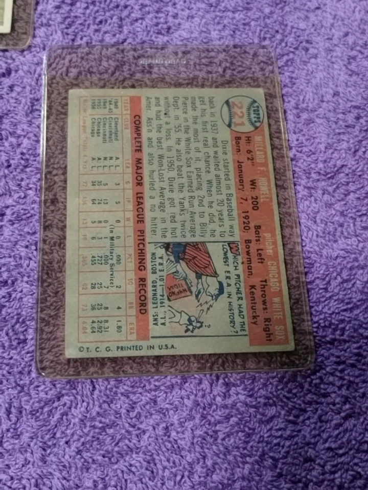 1957 Topps - Dixie Howell #221 Chicago White Sox - Image 3 of 4