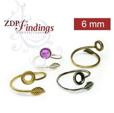 4pcs Quality Cast 6mm Bezel Settings, Adjustable Ring. Choose yo - ZDP Findings