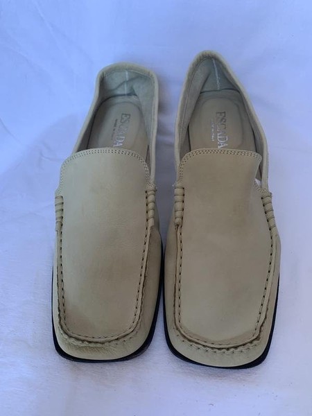 Women Escada Loafers Grey Leather 39