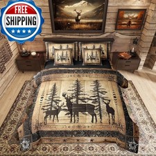 Erosebridal Rustic Deer Comforter Set 7 Piece Farmhouse Cabin Bed In Bag Queen