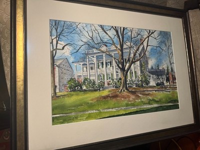 Large Fred Bees (1917 - 2002) ''Manor House & Landscape Scene'' WC Painting-Framed
