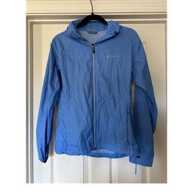 Columbia Women's Blue Hooded Lightweight Zip Windbreaker Jacket Size M