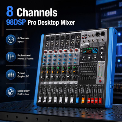 8-channel professional mixer, 98 types of DSP effectors, USB and Bluetooth