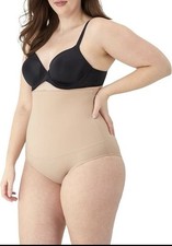 Maidenform Firm Control High Waist Brief Panty Women Beige Cool Comfort Size L
