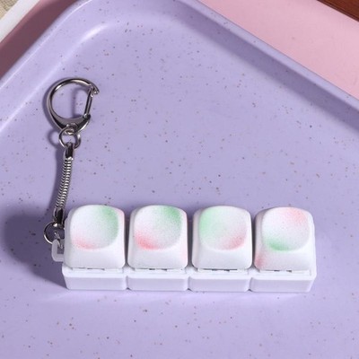 4 Key Keyboard Toy Creative Stress Relief Keychain Simple Keycap Keyring Pendant