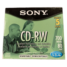Sony CD-RW Rewritable Box Of 5 Discs 700mg 80 Minutes