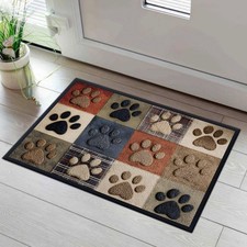 Paw Print Doormat for Pet Lovers Cute Dog Cat Autumn Entryway Rug Decor Gift