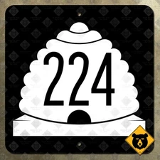 Utah State Route 224 highway marker road sign beehive Park City ski 16x16 in.