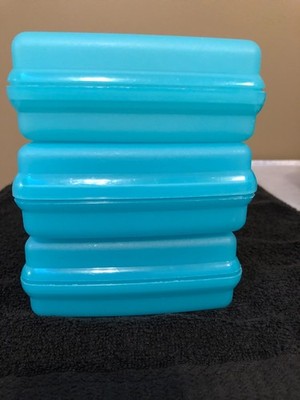 Tupperware Teal Blue Sandwich Keeper Hinged Box Container Clamshell 3752 EUC