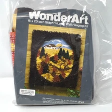 Vintage Wonderart 4904 Autumn Cameo 16x20 Stitch N Latch Wall Hanging Kit RARE