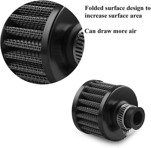 2x Se adapta a filtro de admisión de aire frío de 12 mm turbo ventilación cárter coche respirador válvula cala! - Imagen 8 de 16