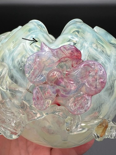 Antica ciotola rosa Stevens & Williams vetro vaselina opalescente ottica diamante - Foto 13 di 15