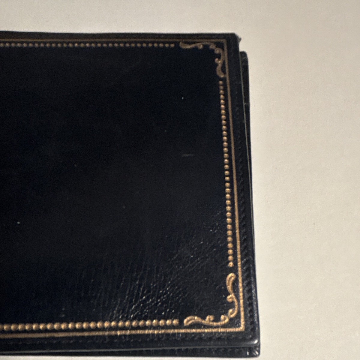 Vintage A. Antinori Roma Navy Gilt Gold Leaf Leather Wallet View 2