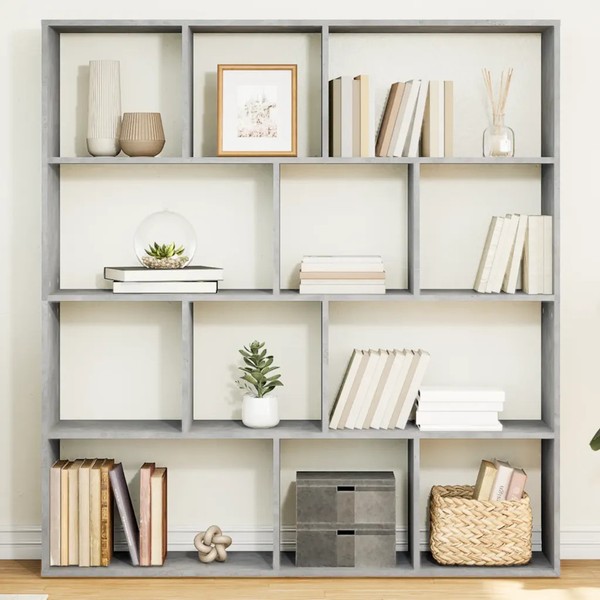 BüCherregal Betongrau 132X29X141,5 Cm Holzwerkstoff Standregal-image
