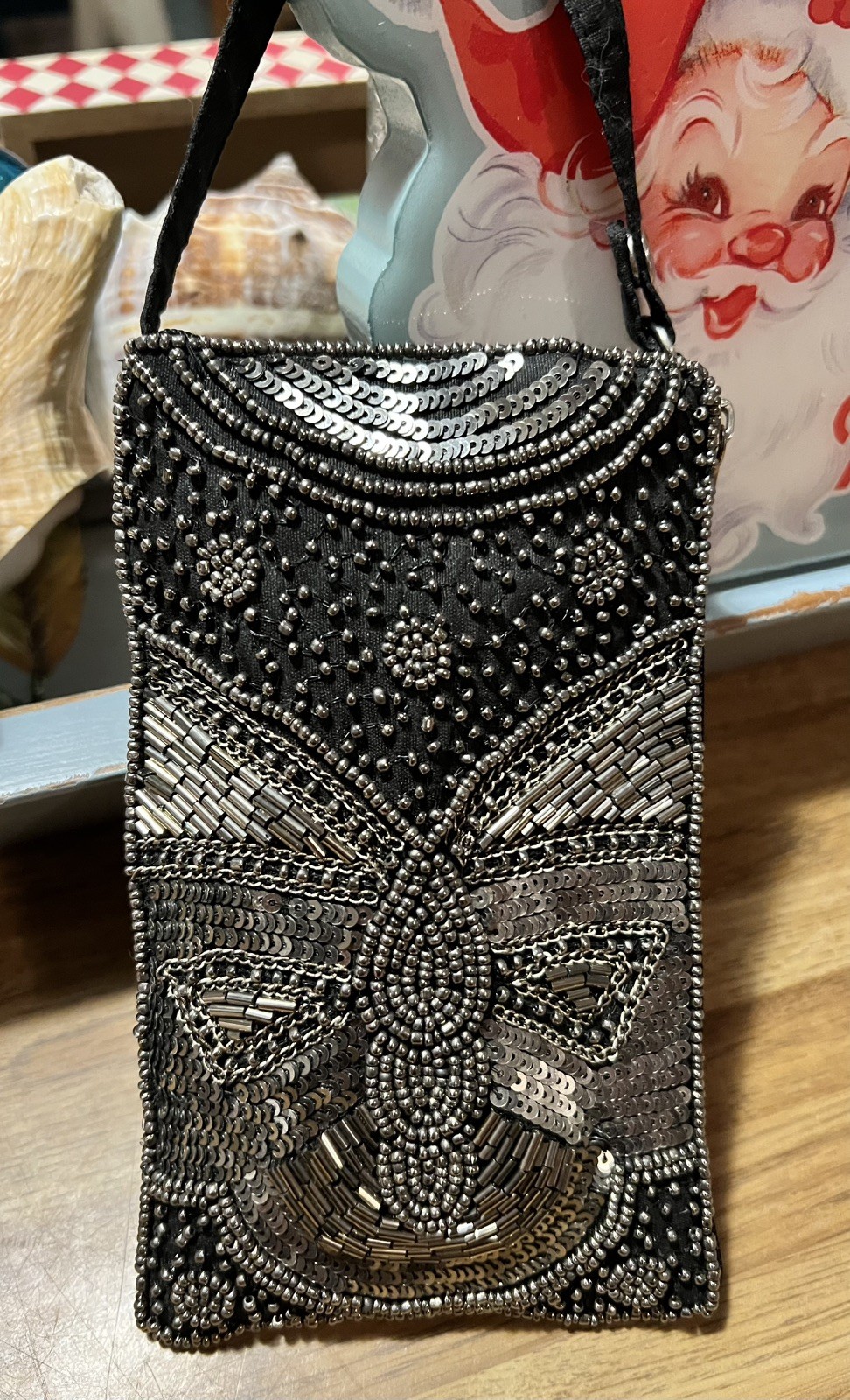 Crossbody Bag Purse Wrist  Vintage Bead Sequin Embellished ArtDeco Ornate India-image