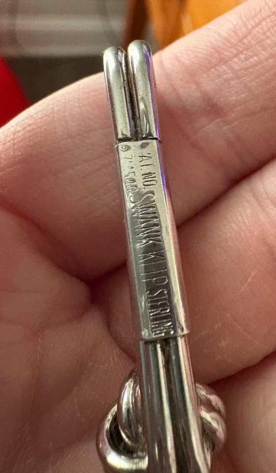 Vintage Swank Sterling Silver 925 Tie Clip Bar  or Money Clip 3" Knot Style - Image 4 of 4