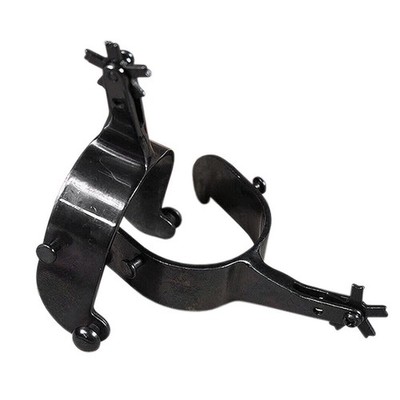 73AI Black Steel Mens Bull Spur 5 Points Rowel Cowboy Rodeo Hilason