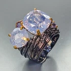 Art Jewelry Natural Lavender Quartz Ring 925 Sterling Silver Size 7 /R476800
