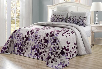 3-Piece Fine Printed Oversize (115'' X 95'') Fresca Quilt Set Reversible Bedspr...
