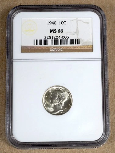 1940 MERCURY DIME NGC MS66 204005