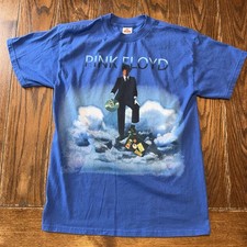 Vintage Pink Floyd Shirt Men Medium Blue Rock Wish You Were Here Clouds Logo