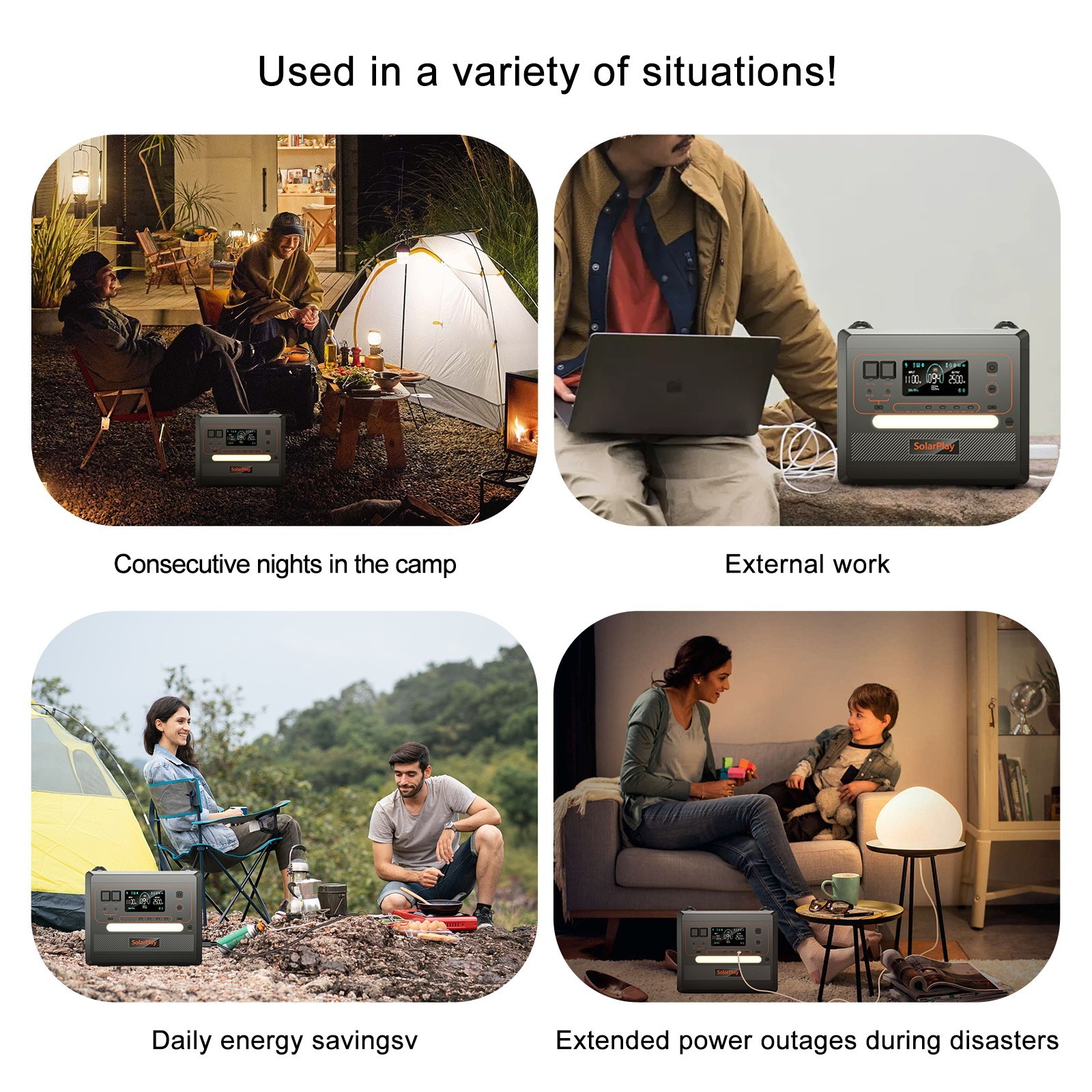 Q2402M 2500W (Peack 4800W) Portable Power Station 2304Wh LiFePO4 Solar ...