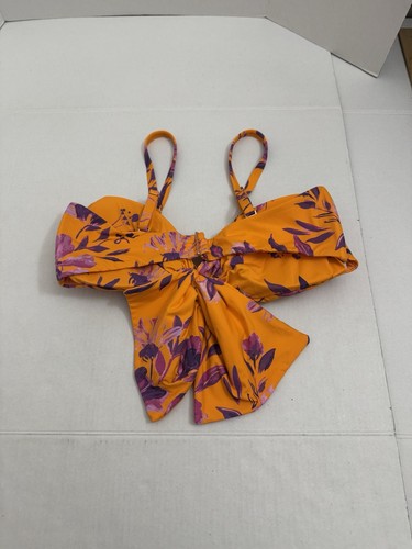 Top con lazo de bikini Anthropologie talla A+ 1X naranja floral C70 - Imagen 2 de 5