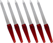 Stainless Steel Nail File Set, 6 Pcs Double-Sided Sapphire Grit with Non-Slip Ha