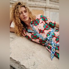 Sézane floral robe Dora tile dress size 8