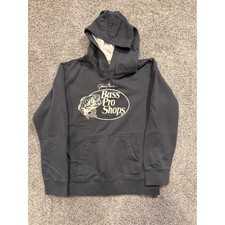 Bass Pro Shops Johnny Morris Hoodie Youth Large Gray Long Sleeve Pocket Graphic