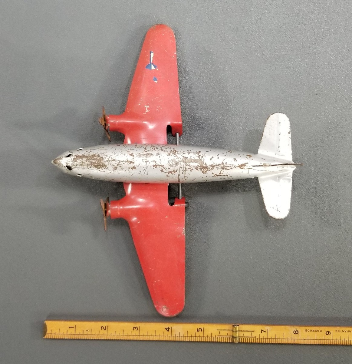 Vintage WWII Wyandotte Red/Silver Pressed Steel Army Plane