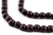 Plum Purple Round Natural Wood Beads 8mm Large Hole 16 Inch Strand