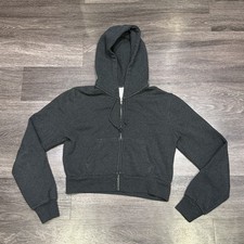 Brandy Melville Cropped Hoodie Full Zip Lounge Gray Women  s One Size