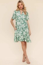 Tiered Ruffle Hem Woven Dress w/Side Pocket