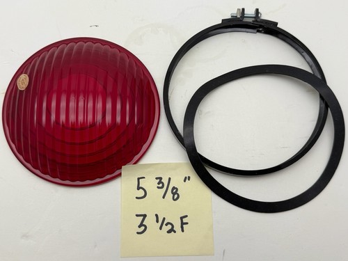 5 3/8" Red Ribbed Kopp Glass Railroad Lantern Traffic/Lamp Signal Lens & Ring