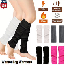 Women Ladies Winter Warm Leg Warmers Long Knit Knitted Crochet Socks Leggings US