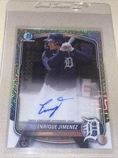 2025 Bowman Chrome Enrique Jimenez Auto Mojo Refractor RC Detroit Tigers #BMA-EJ
