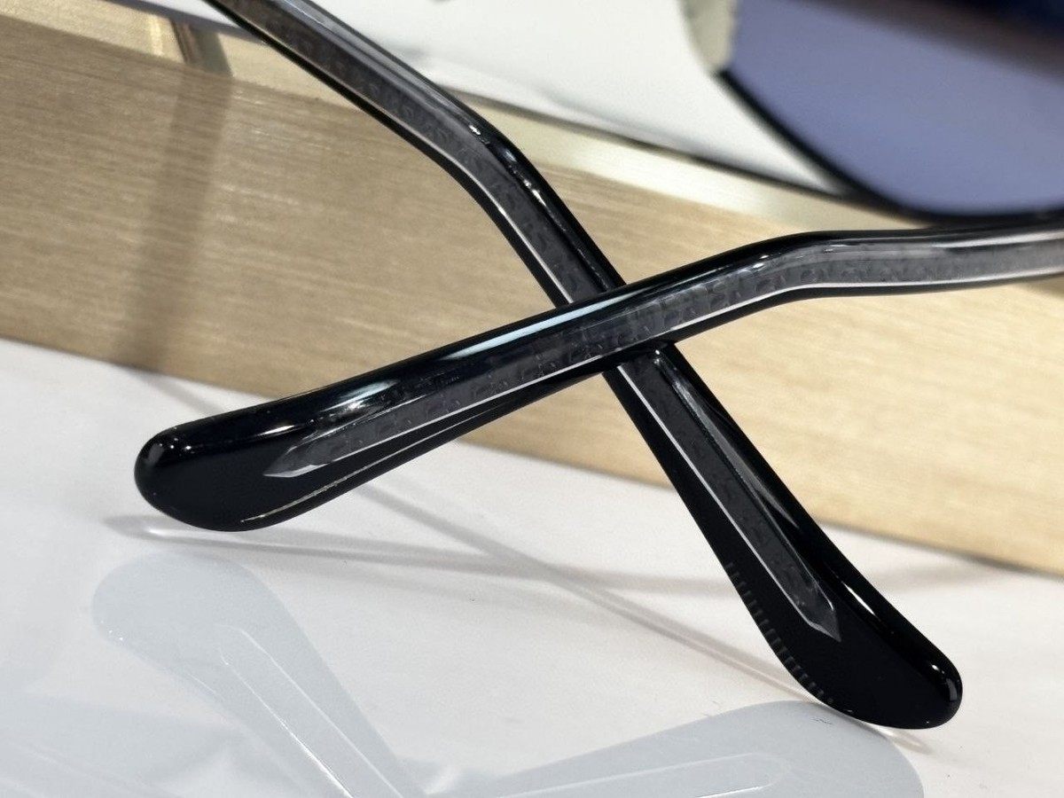 Chrome Hearts Blue Lens Octagon Sunglasses Silver Cross Arms Made