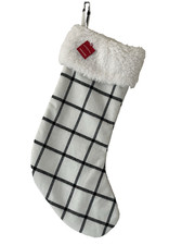 Wondershop Target WHITE  BLACK PLAID CHRISTMAS STOCKING FAUX FUR CUFF 18"