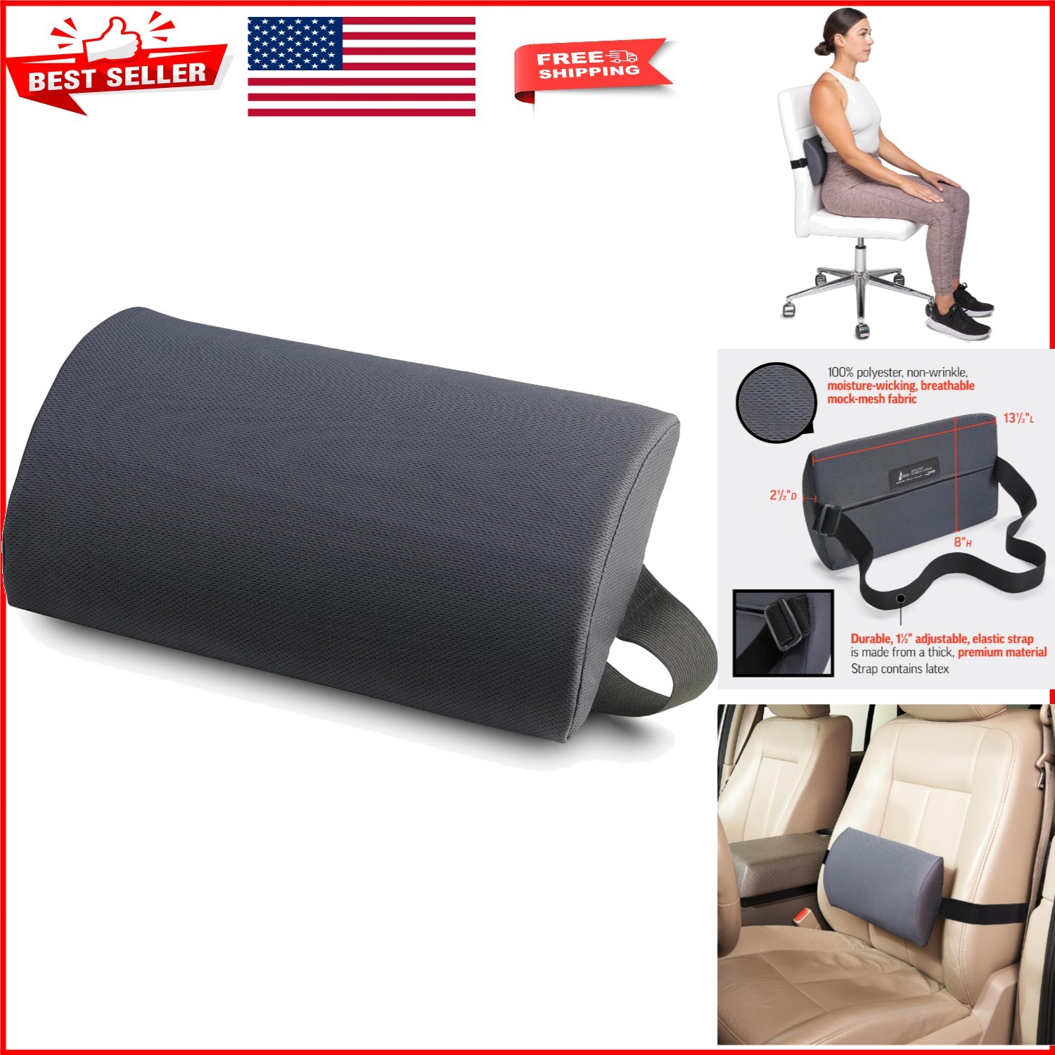 McKenzie Slimline Lumbar Support Pillow - Comfort & Back Pain Relief