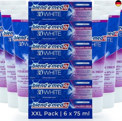6x Blend-a-med 3D White Vitalizing Fresh 75ml XL Pack, 3in1, Zahnschmelz