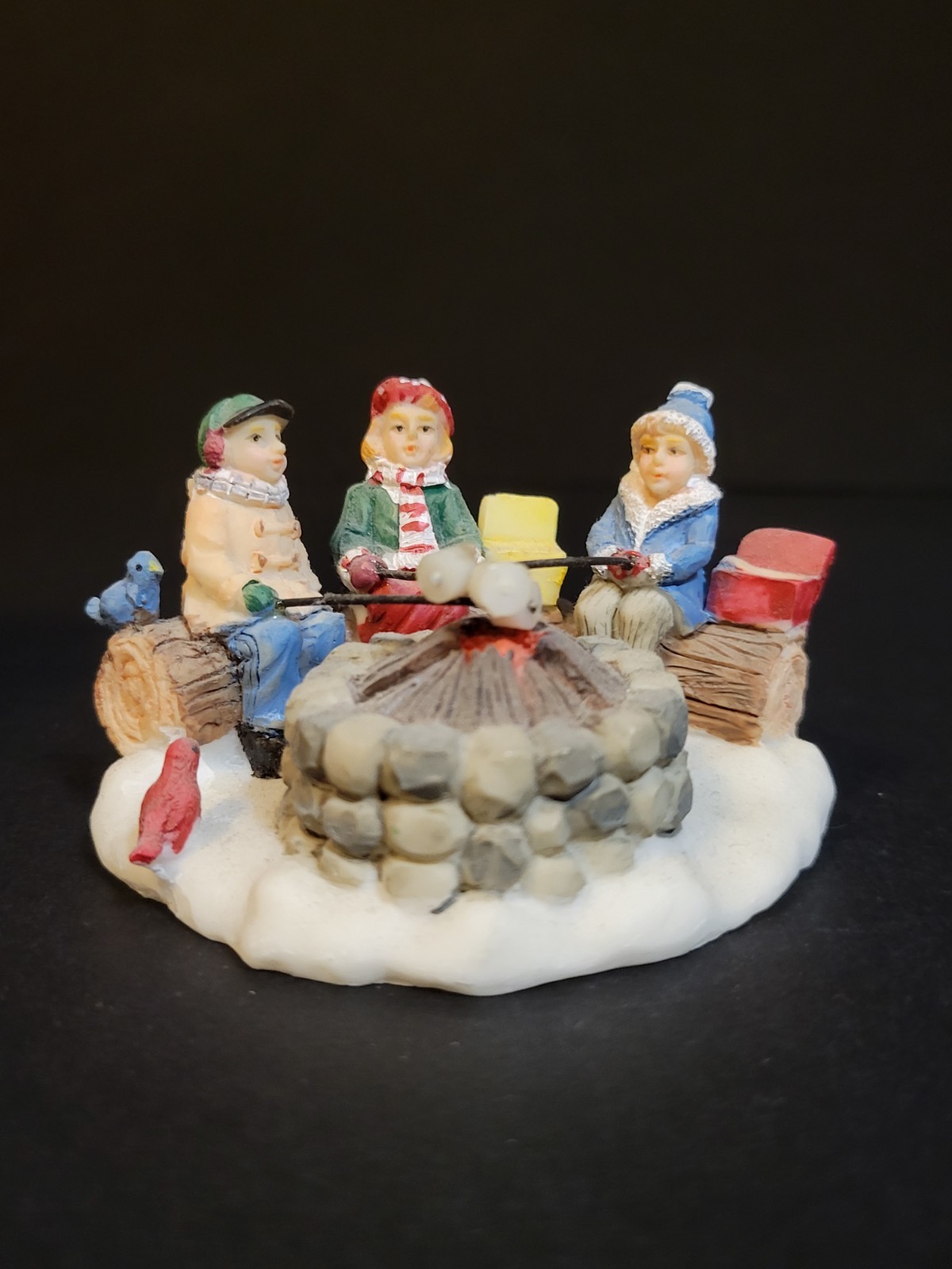 Holiday Time Santas Workbench Christmas Village Children Campfire Fire Bonfire