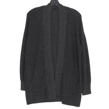 Lululemon Womens Cardigan Sweater Merino Wool Ribbed Long Wrap Gray Size 4 EZ