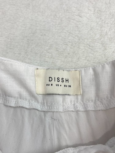 Dissh Womens Linen Pants 8 S White High Rise Linen Inner Lined Pockets Coastal - Picture 7 of 13