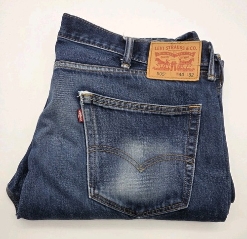 Levis 505 Jeans Men's 40x32 Regular Straight Fit Blue Stretch Comfort Work