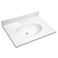 Vanity Top With Sink, 4-Inch Backsplash, Cultured Marble, Stain-Resistant, Pr...