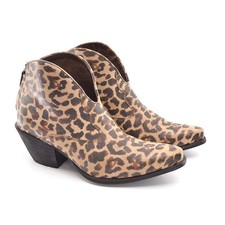 Ariat Layla Western Boots Ladies size 8 B Brown Leopard Cowboy Booties Shoes